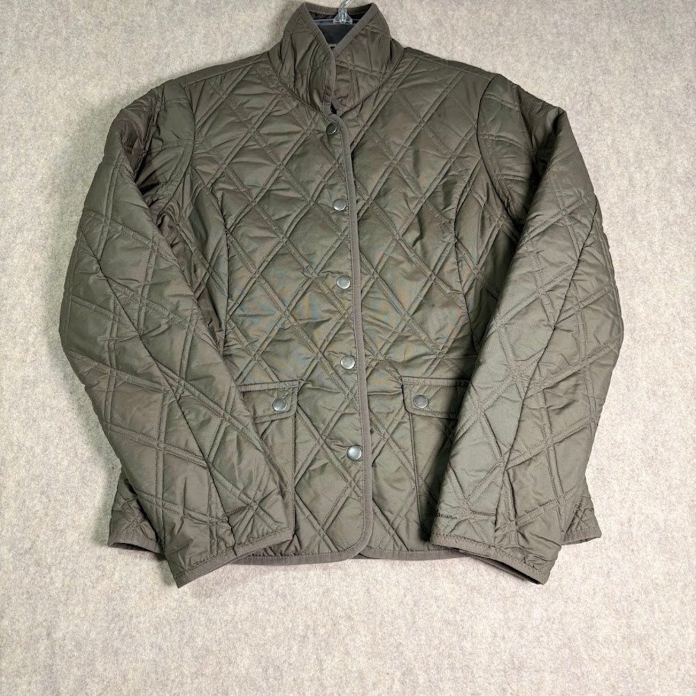 Eddie Bauer Quilted Jacket Womens XS Olive Polyester Classic Coastal Fall Chic